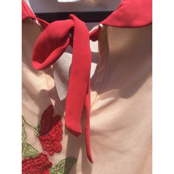 Disney sleeveless blouse XS extra small sheer fairy princess whimsical red peach - Picture 4 of 11